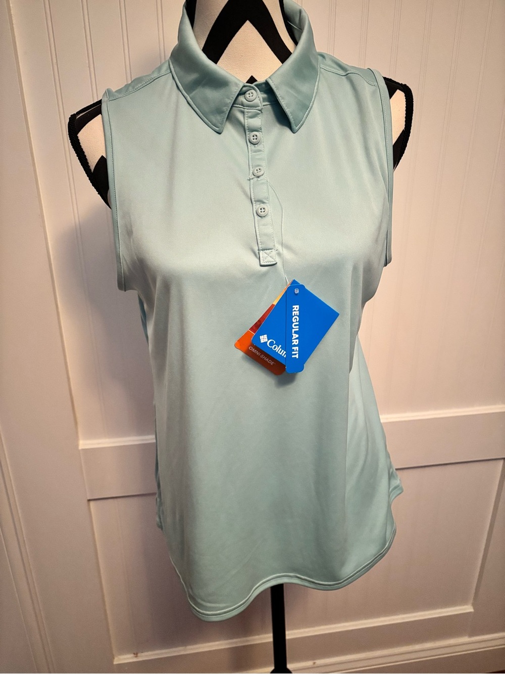 Columbia Sleeveless Polo Top in Aqua Blue
